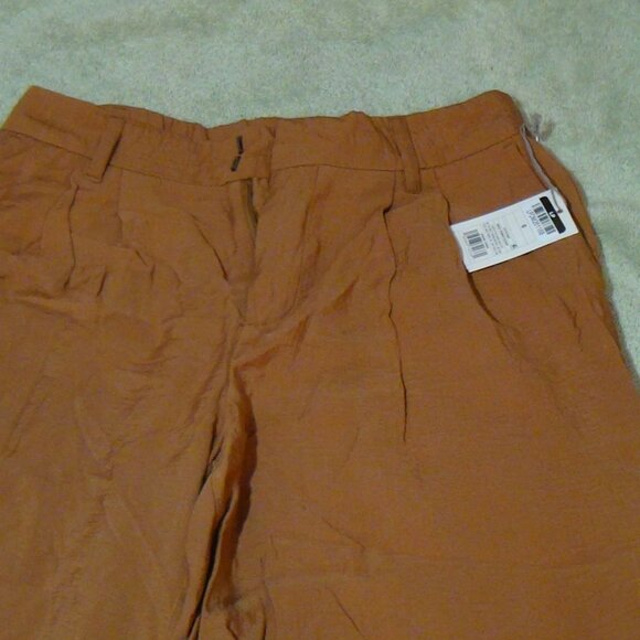 A New Day Womens High Rise Wide Leg Casual Pants Brown Brass Pockets Size 6 - Picture 3 of 16